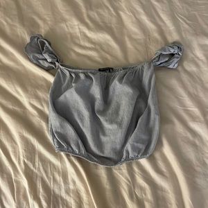 Brandy Melville pinstripe off the shoulder top